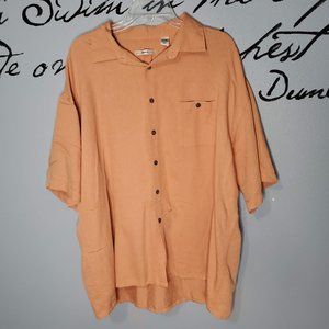 Campia Moda Coral Short Sleeve Button Down Shirt, XXL